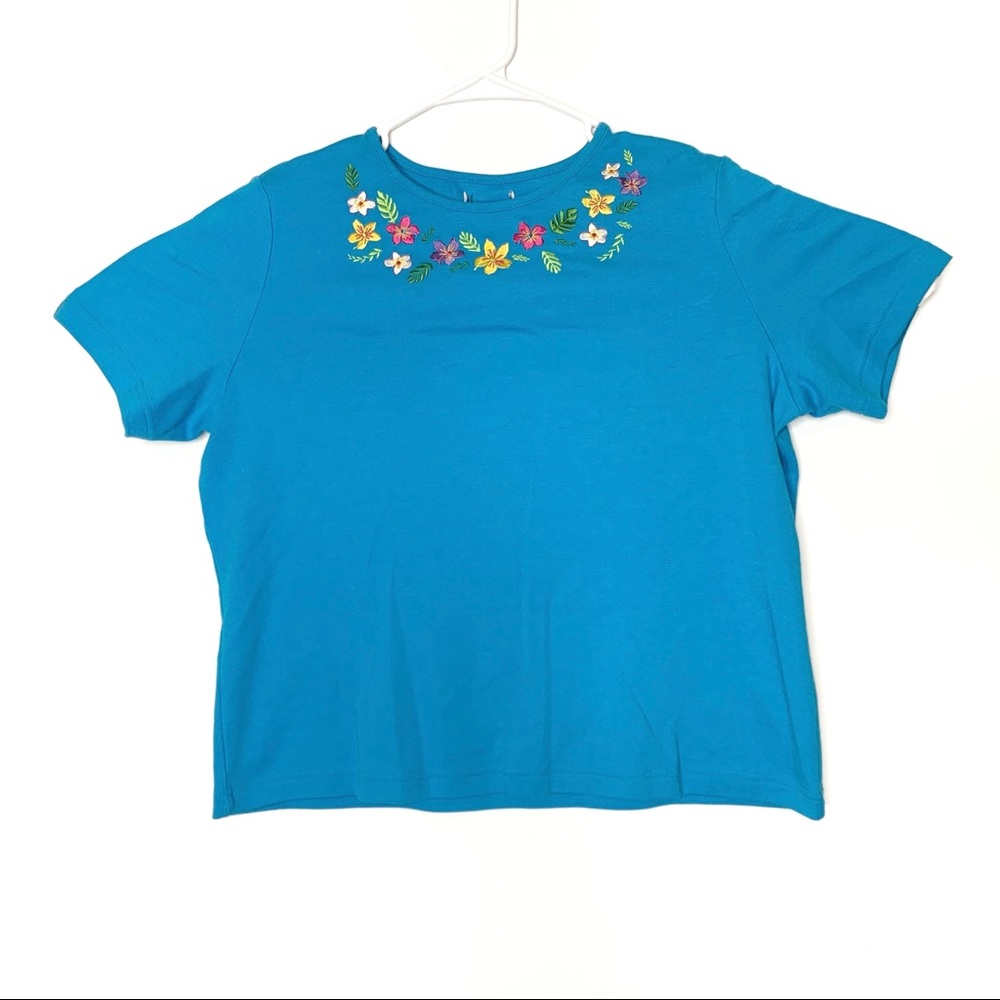 Vintage Floral Blue Shirt Women’s Sz XL Petite